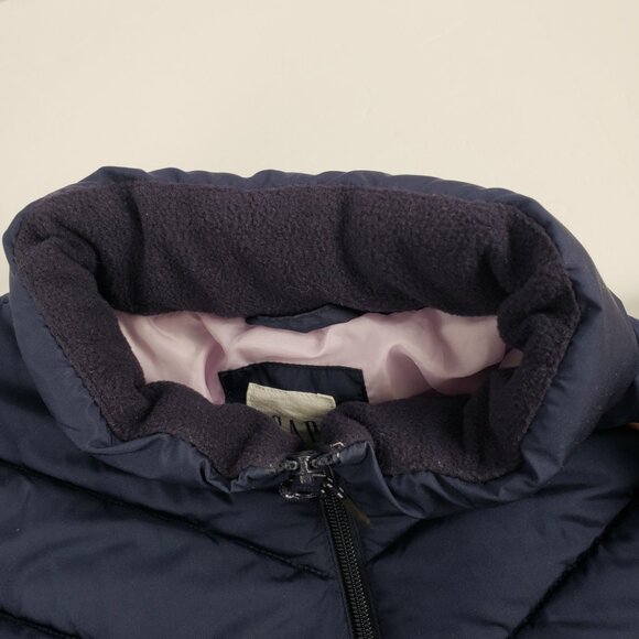 Gap XS Navy Uniform Blue Puffer Lavender Lining Jacket Coat Fall Winter - Picture 10 of 15